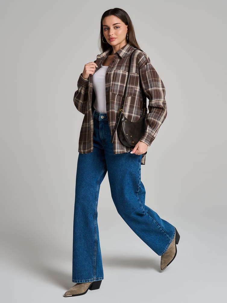 Рубашка осенняя в клетку оверсайз