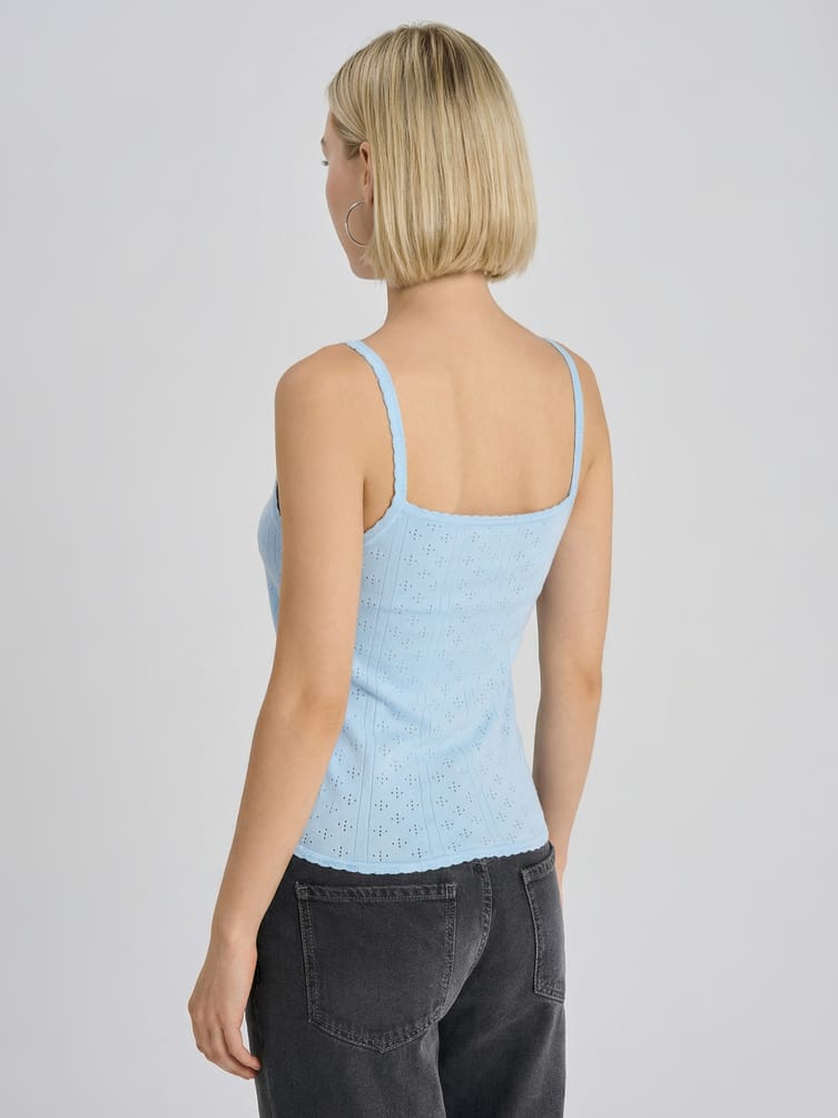 Топ на тонких лямках с перфорацией