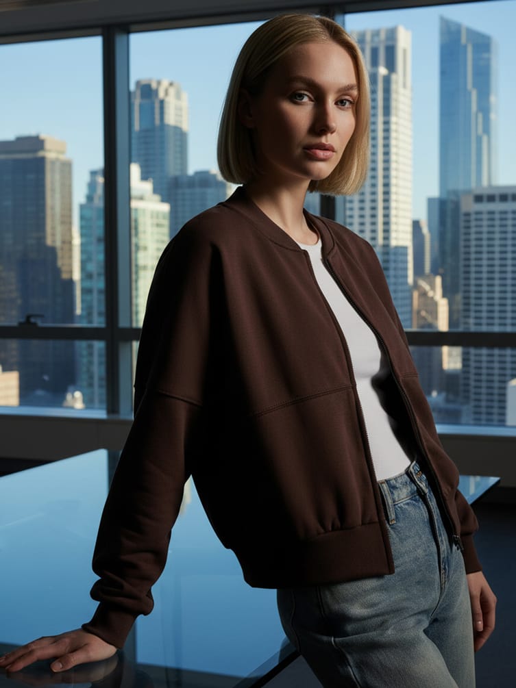 Толстовка бомбер укороченная