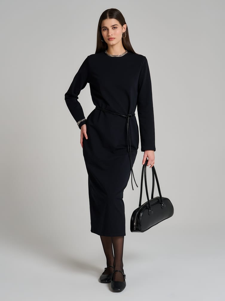 Платье длинное с карманами