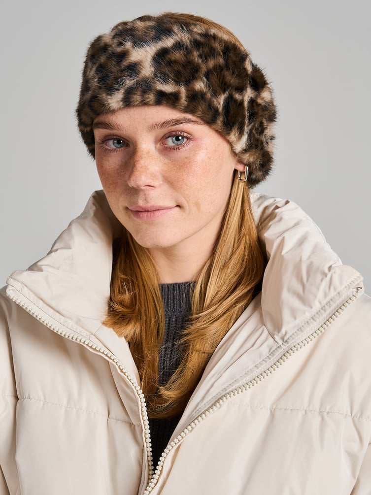 Леопардовая меховая повязка на голову