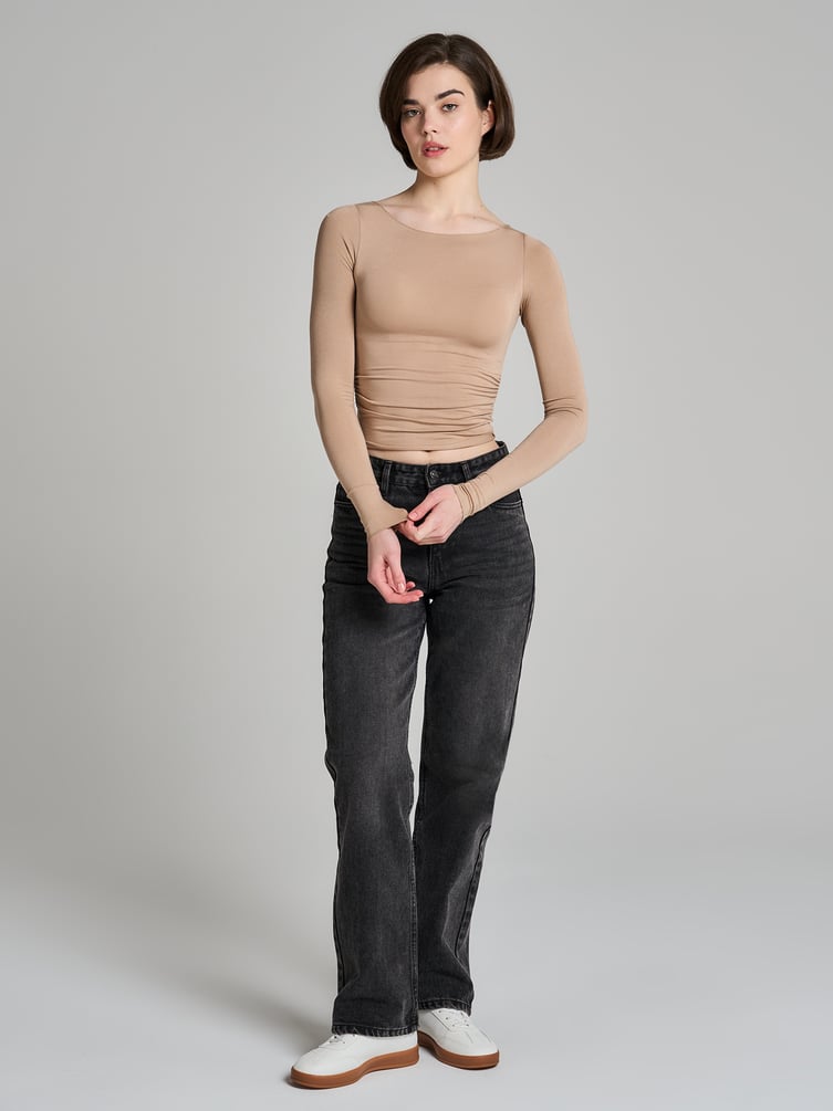 Лонгслив из вискозы с драпировкой