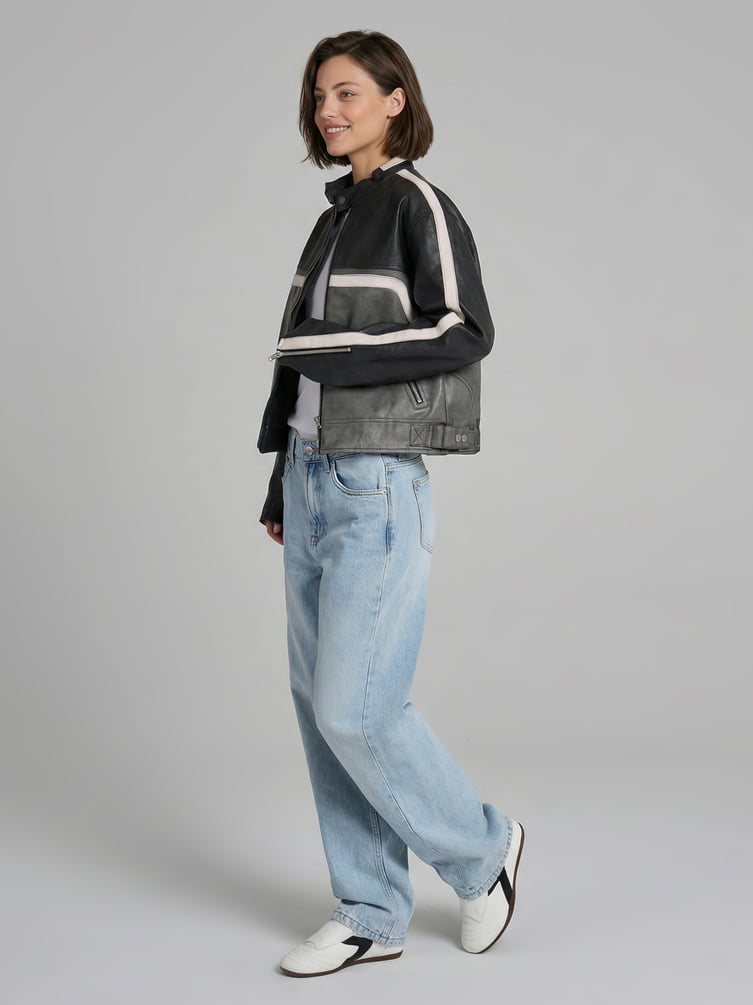 Джинсы прямые со смещенными боковыми швами