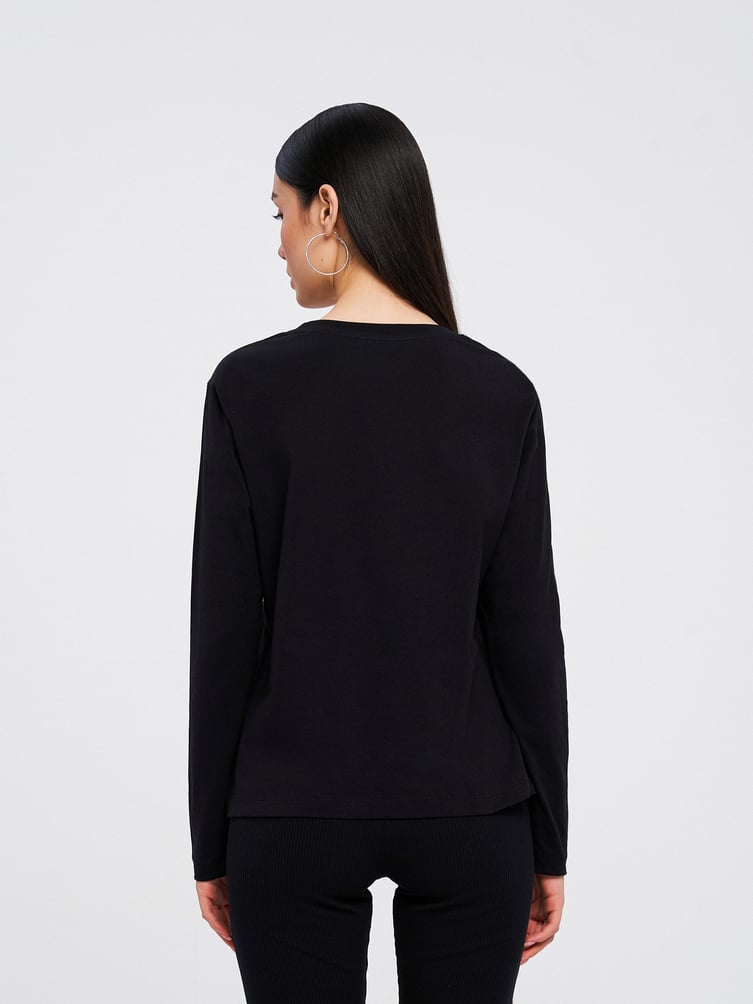 Хлопковый базовый лонгслив с длинным рукавом