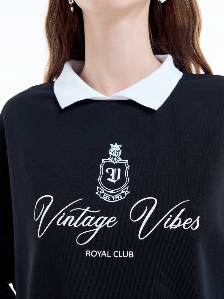 Свитшот-поло с надписью Vintage Vibes