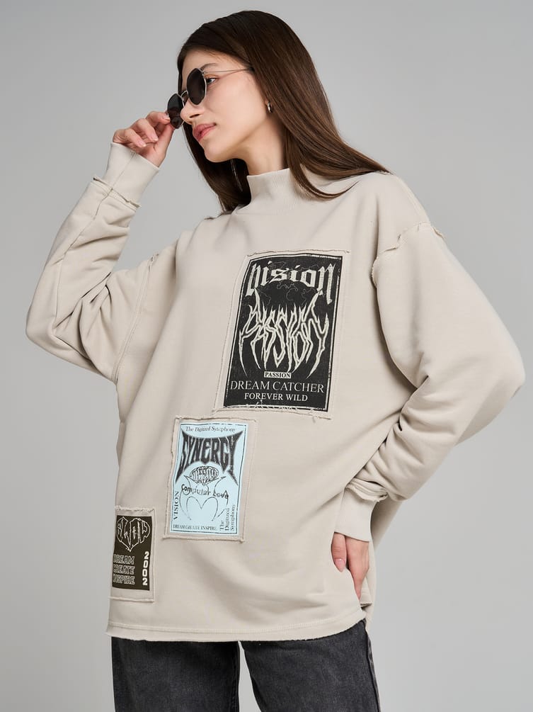 Свитшот в стиле гранж с необработанными краями