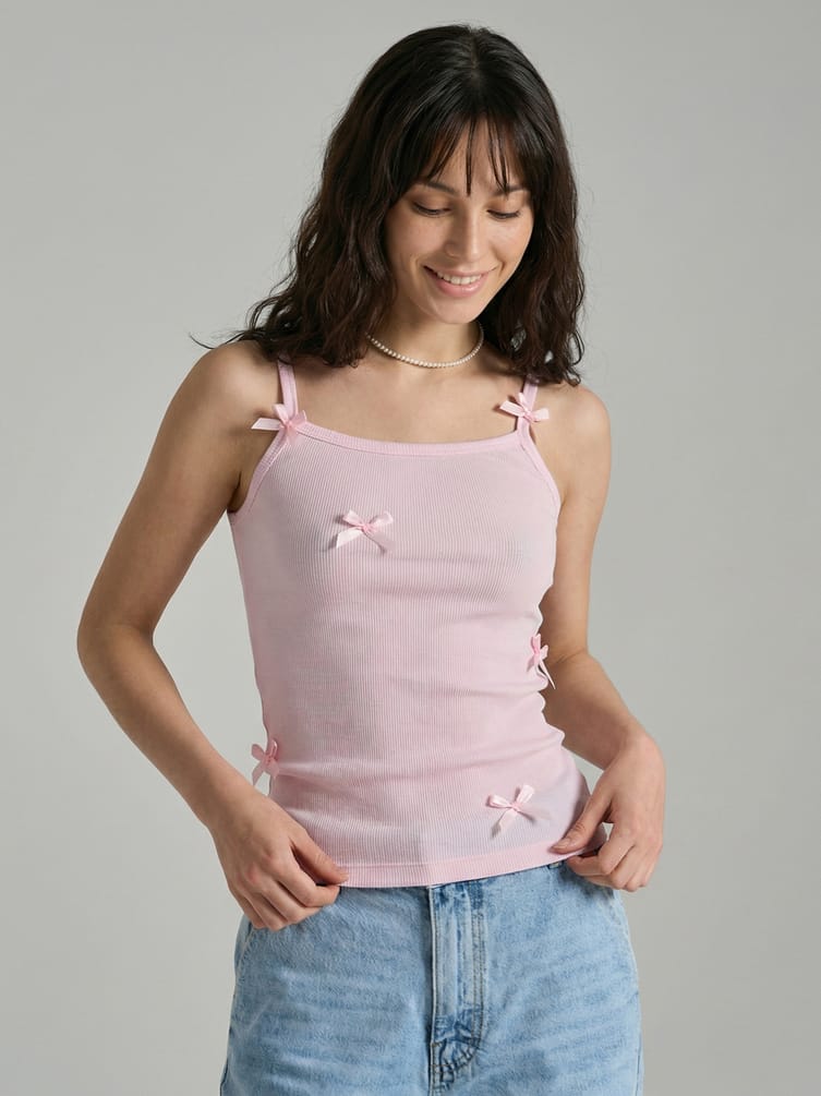 Майка в рубчик с бантиками
