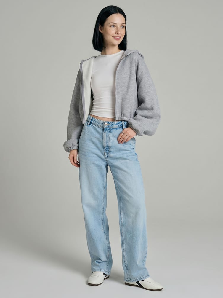 Джинсы багги с вареным эффектом