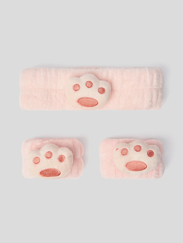 Набор для умывания повязка и браслеты лапки