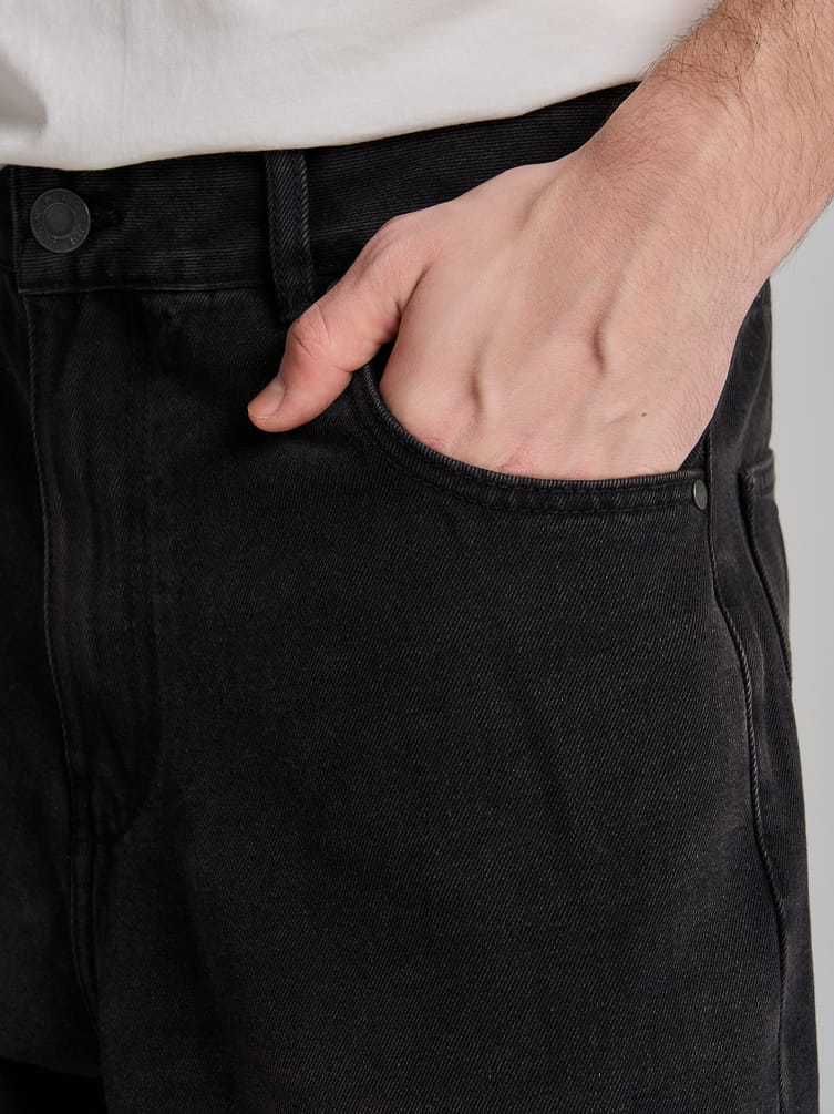 Джинсы багги широкие с вареный эффектом