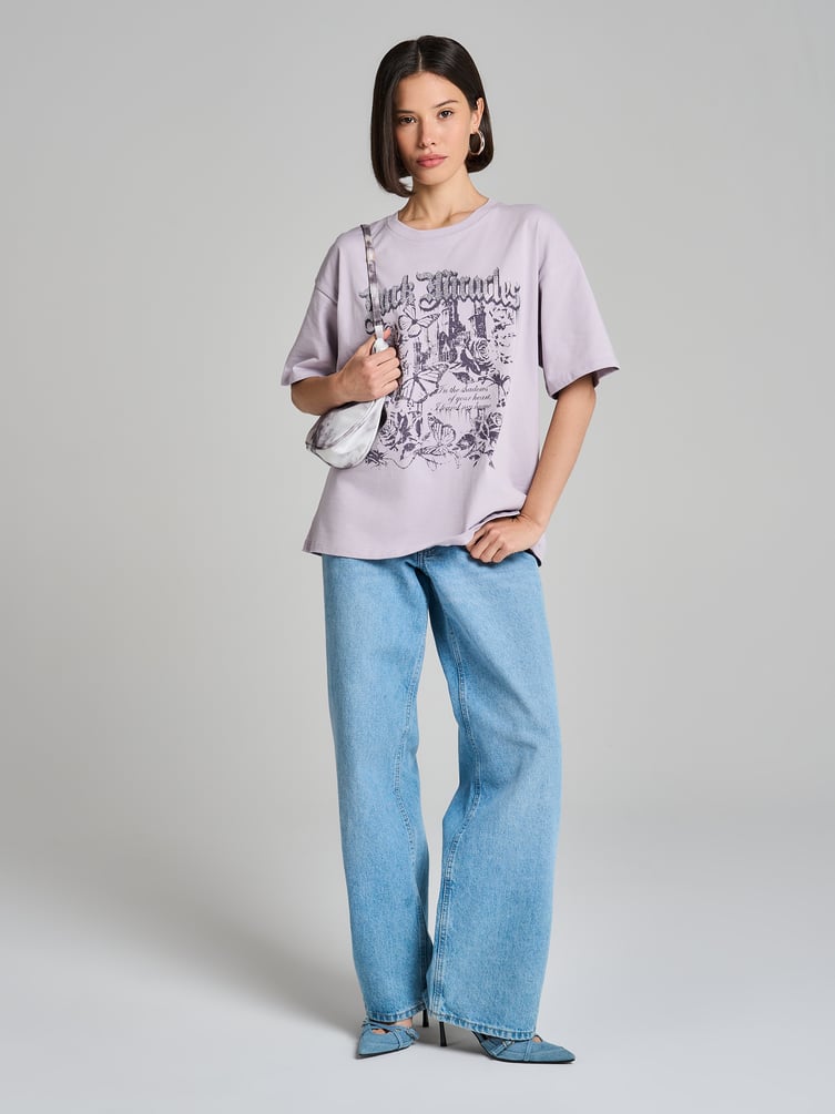 Хлопковая футболка с принтом цветов