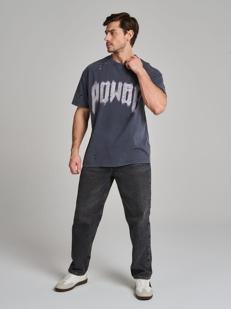 Футболка оверсайз рваная с надписью