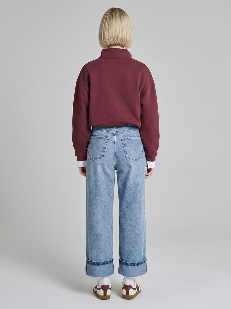 Джинсы широкие с подворотами