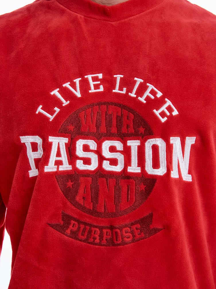 Плюшевая теплая пижама с надписью и брюками