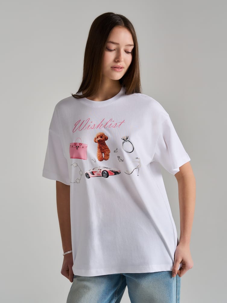 Футболка оверсайз из хлопка с принтом