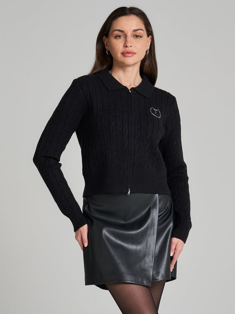 Кардиган на молнии с вышивкой