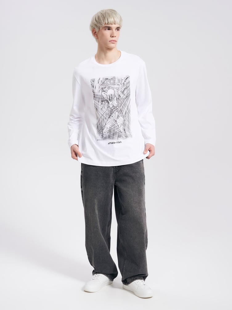 Лонгслив с принтом аниме Атака Титанов