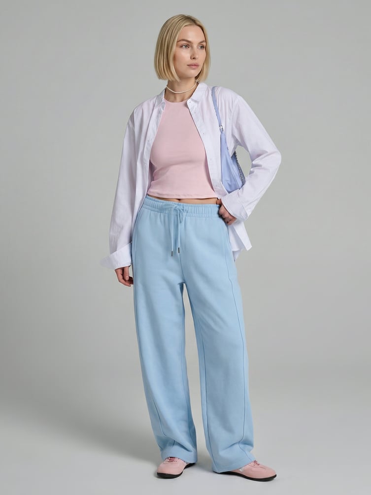 Брюки широкие со смещенным боковым швом