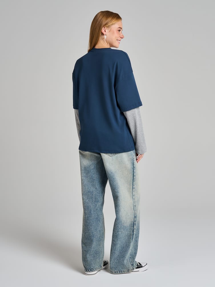 Лонгслив оверсайз с двойным рукавом