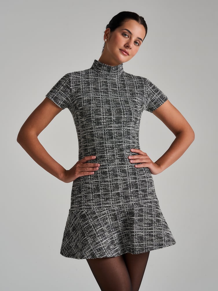 Твидовое мини платье с люрексом