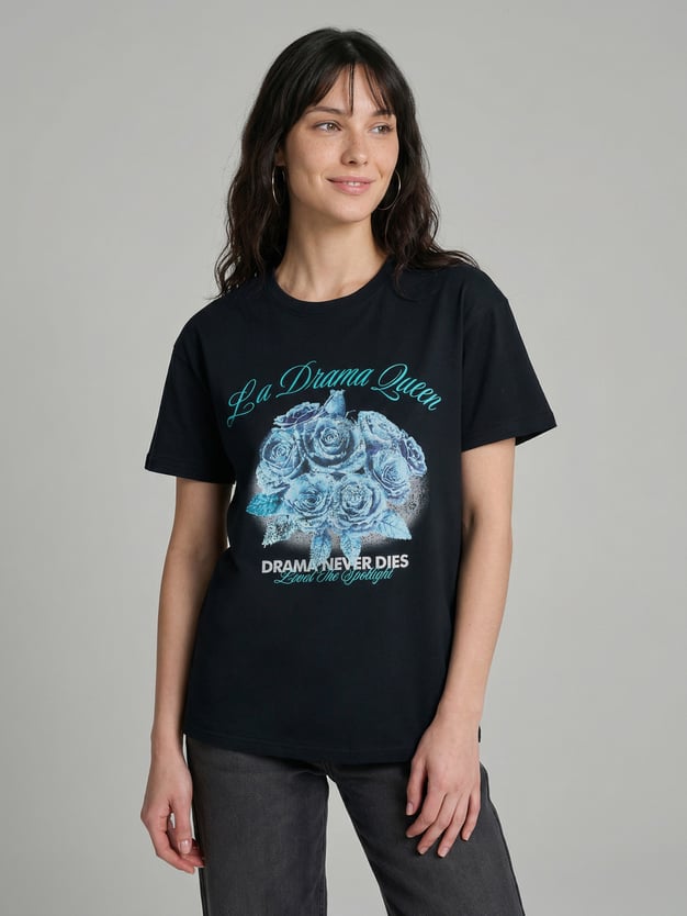 Футболка из хлопка с принтом цветов