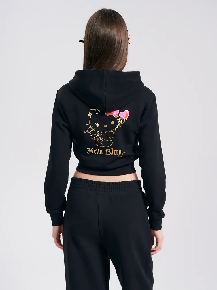 Короткая зипка с принтом Hello Kitty на спине