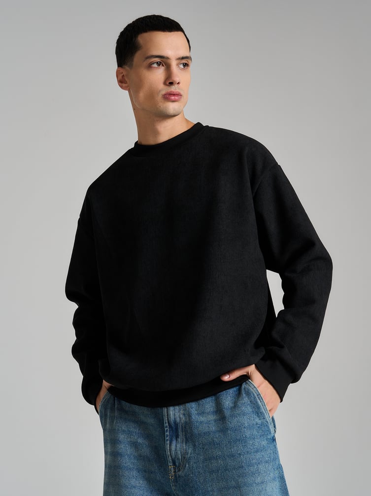 Свитшот свободный в рубчик без начеса