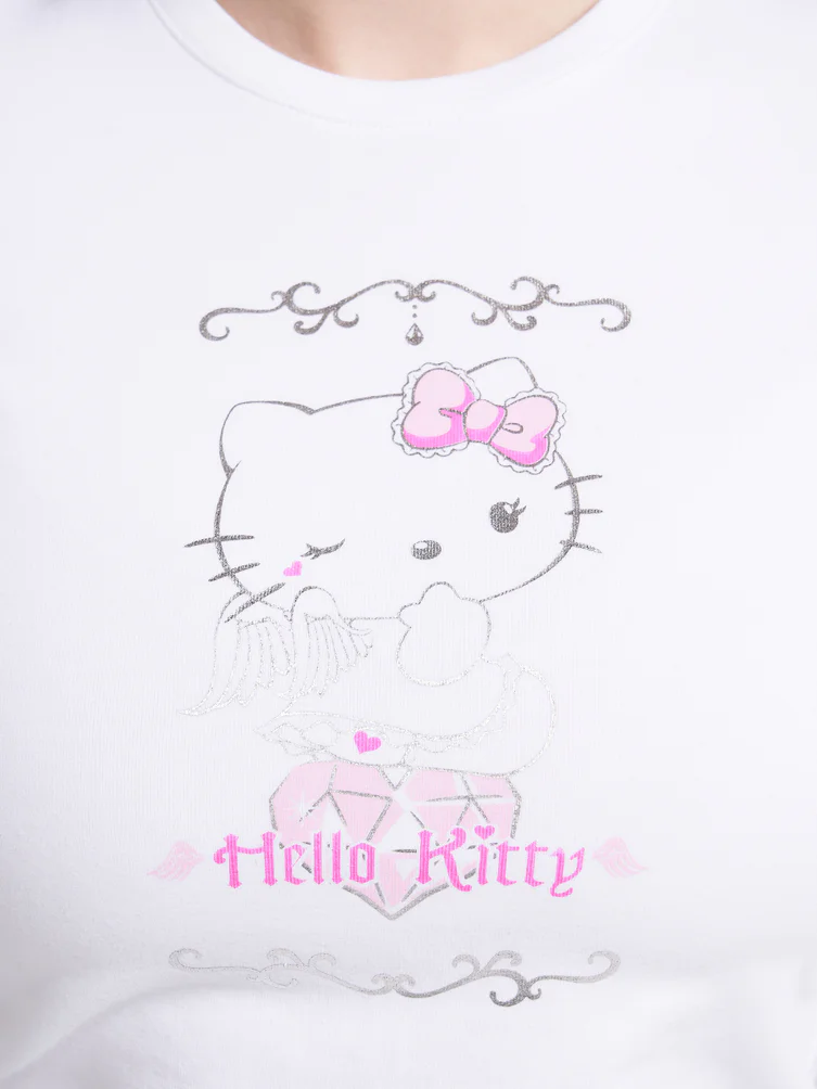 Облегающий лонгслив с принтом Hello Kitty