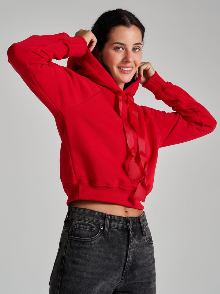 Теплое худи укороченное с начесом