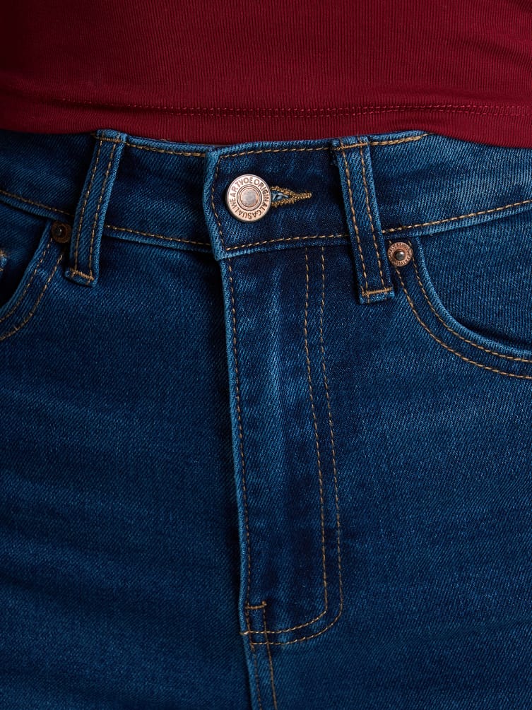 Джинсы широкие с завышенной талией