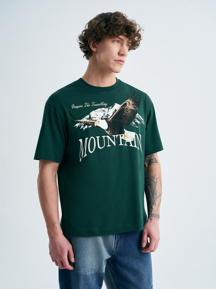 Футболка из хлопка с принтом Mountains