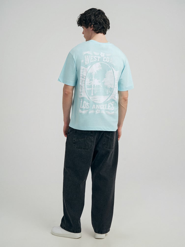 Хлопковая футболка с принтом на спине