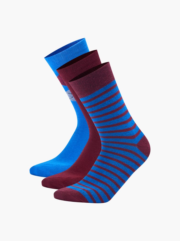 Носки - 3 пары в полоску и клетку