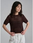 Джемпер ажурный вязаный с коротким рукавом