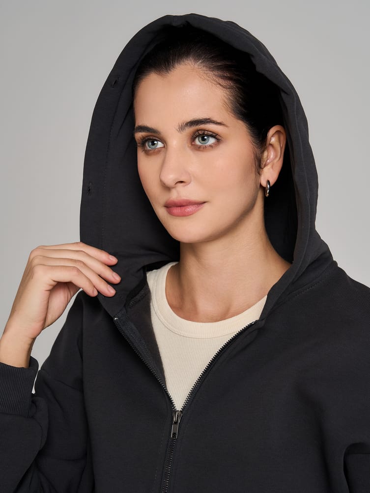 Утепленное зип-худи с опушкой и начесом