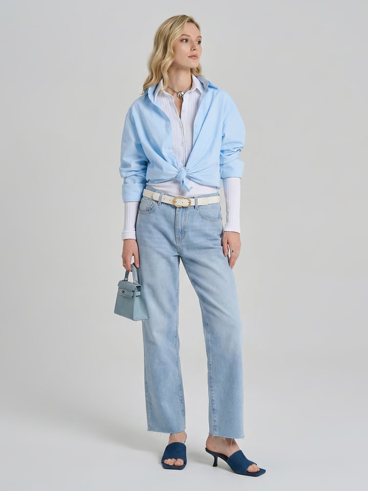 Джинсы прямые с необработанными краями