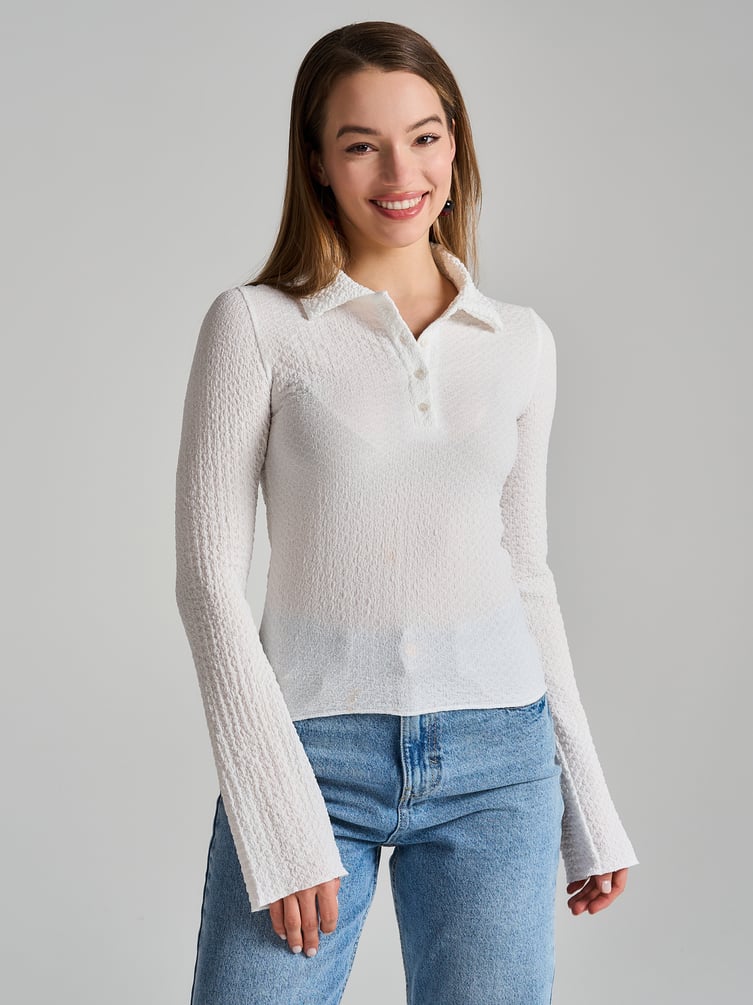 Поло с длинным рукавом их жатого материала