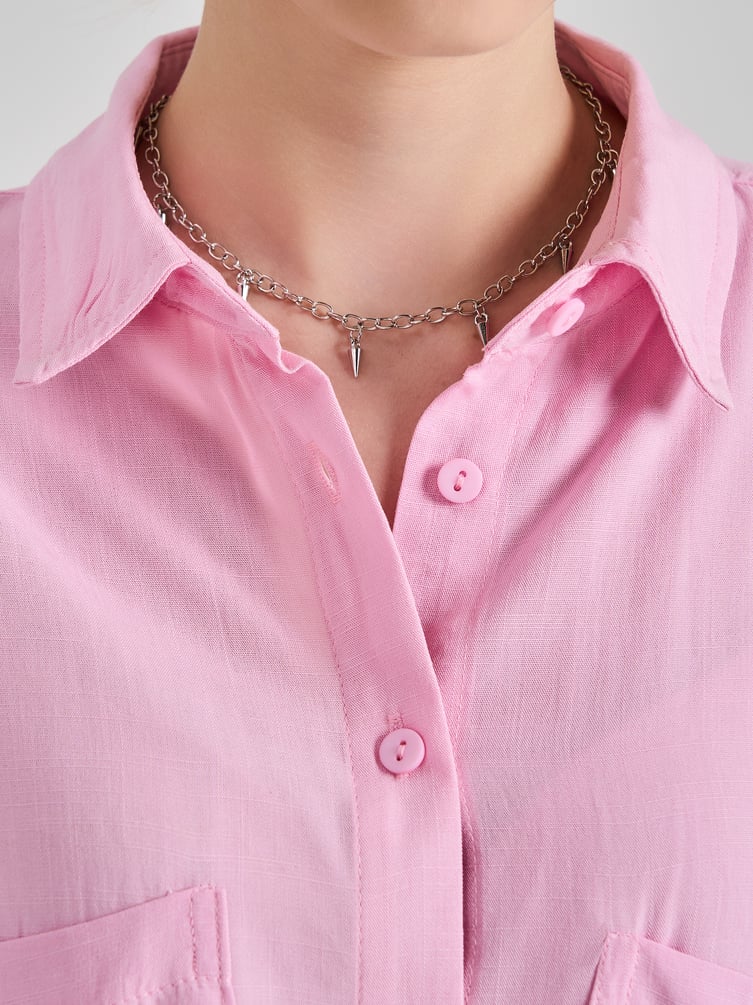 Рубашка укороченная с карманами