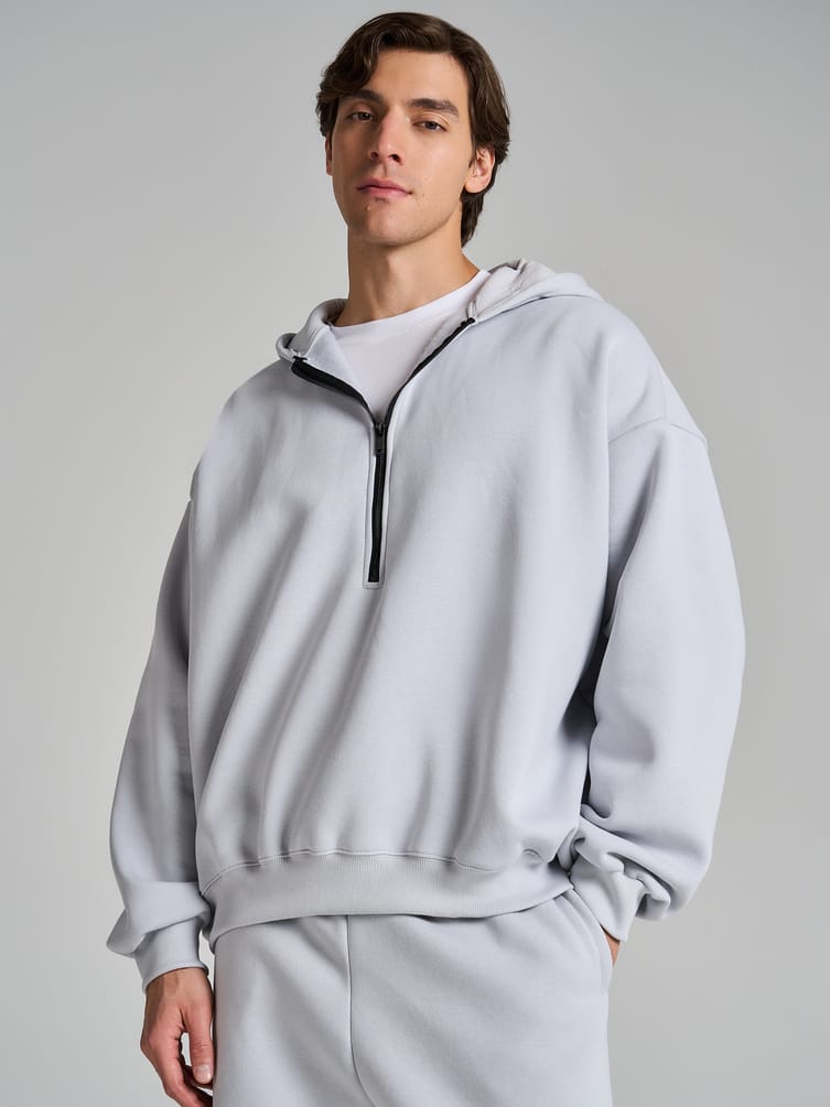 Теплая half zip толстовка с начесом