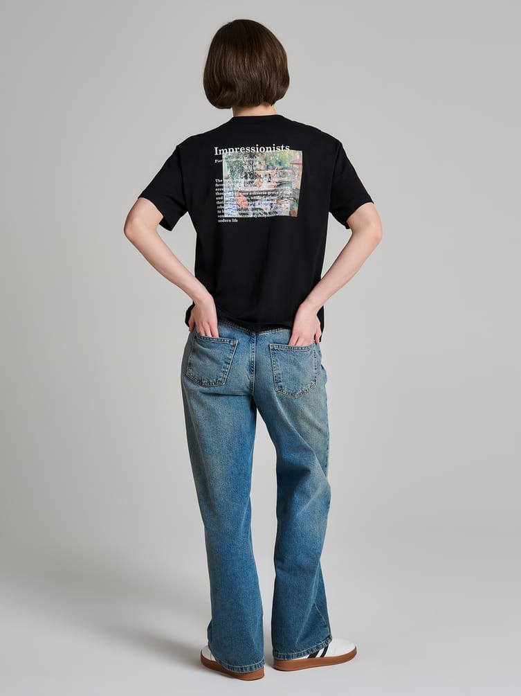 Футболка из хлопка с принтом на спине