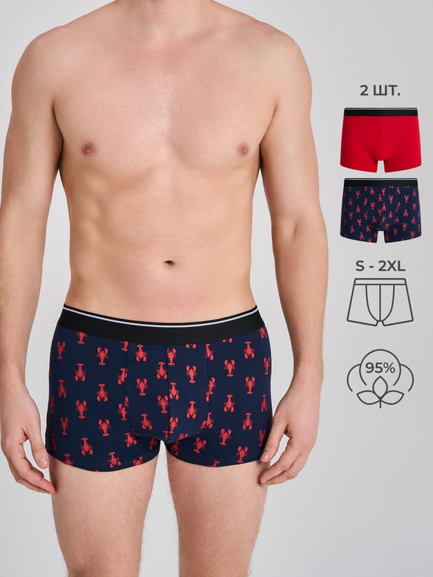 Трусы-боксеры - 2 шт. с принтом лобстера