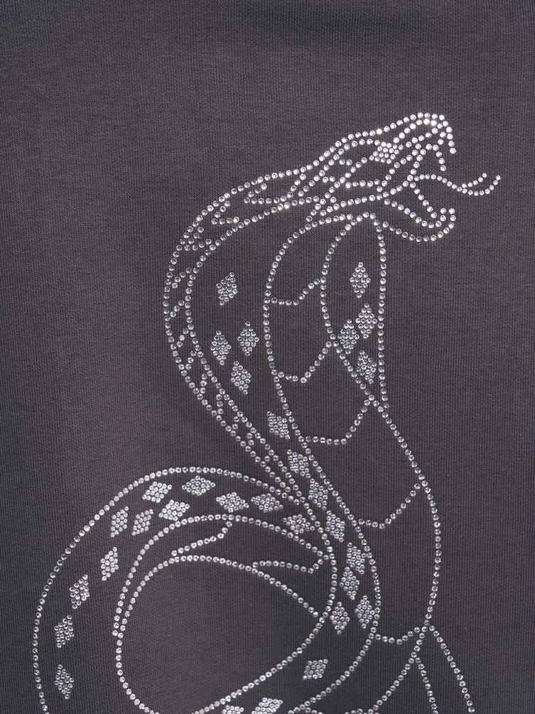 Теплое худи со стразами на спине