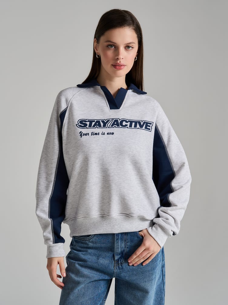 Свитшот поло с надписью Stay Active