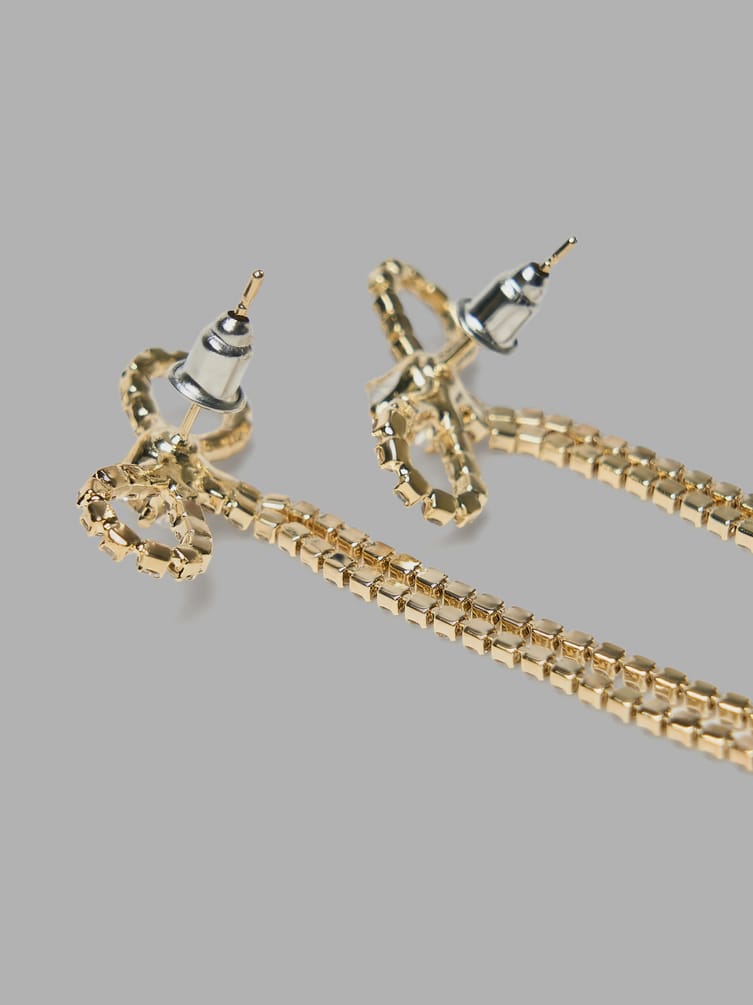 Серьги банты со стразами