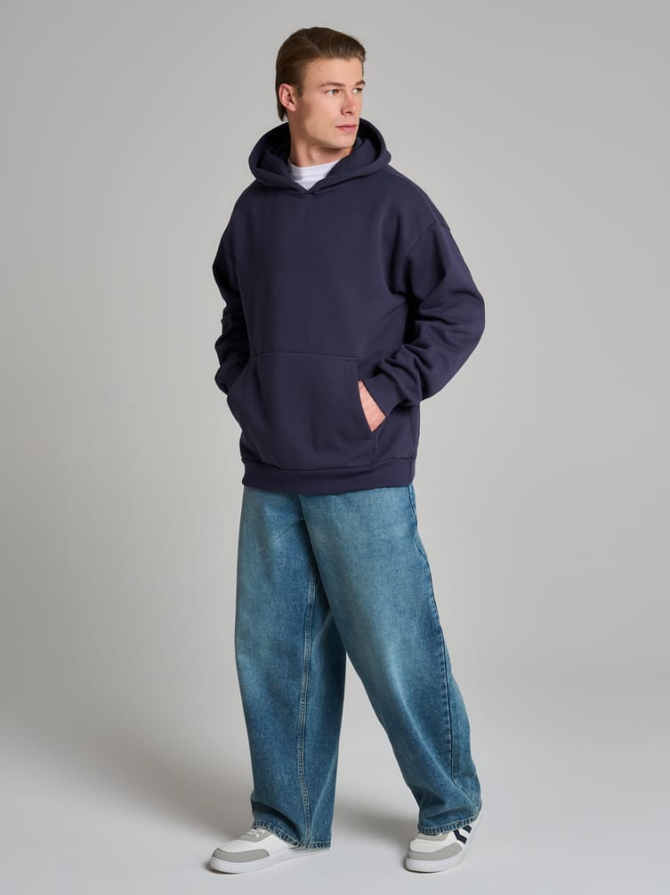 Худи оверсайз с капюшоном тёплое с начёсом