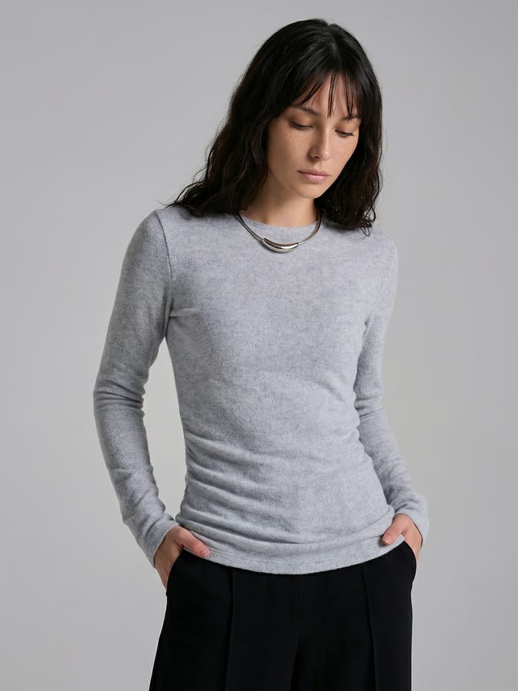 Лонгслив асимметричный с драпировкой