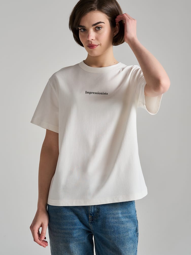 Футболка из хлопка с принтом на спине