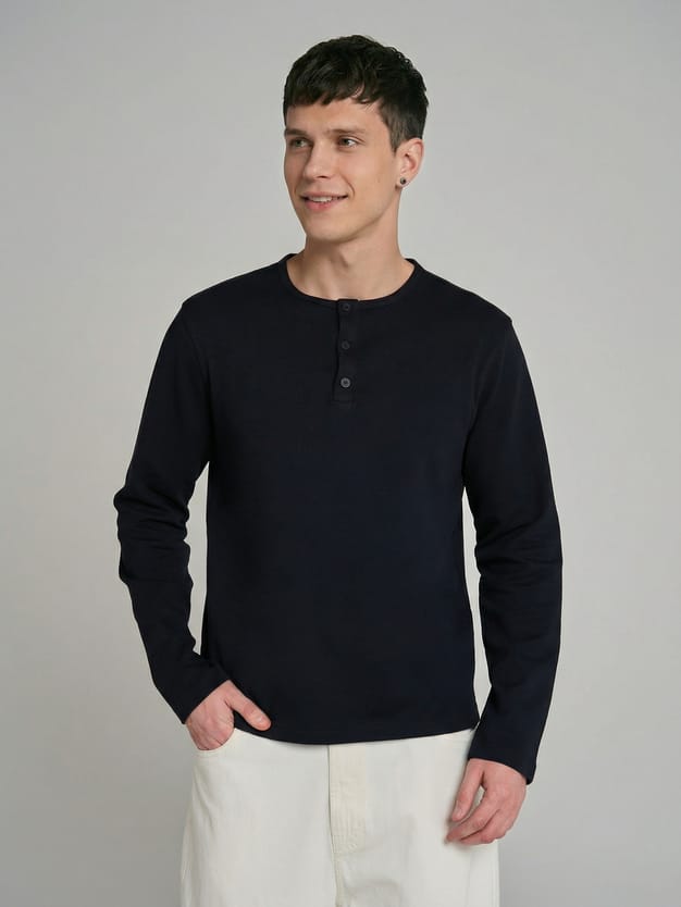 Лонгслив из хлопка с пуговицами