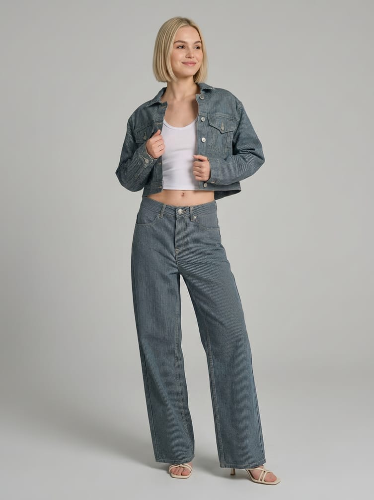 Куртка джинсовая в полоску