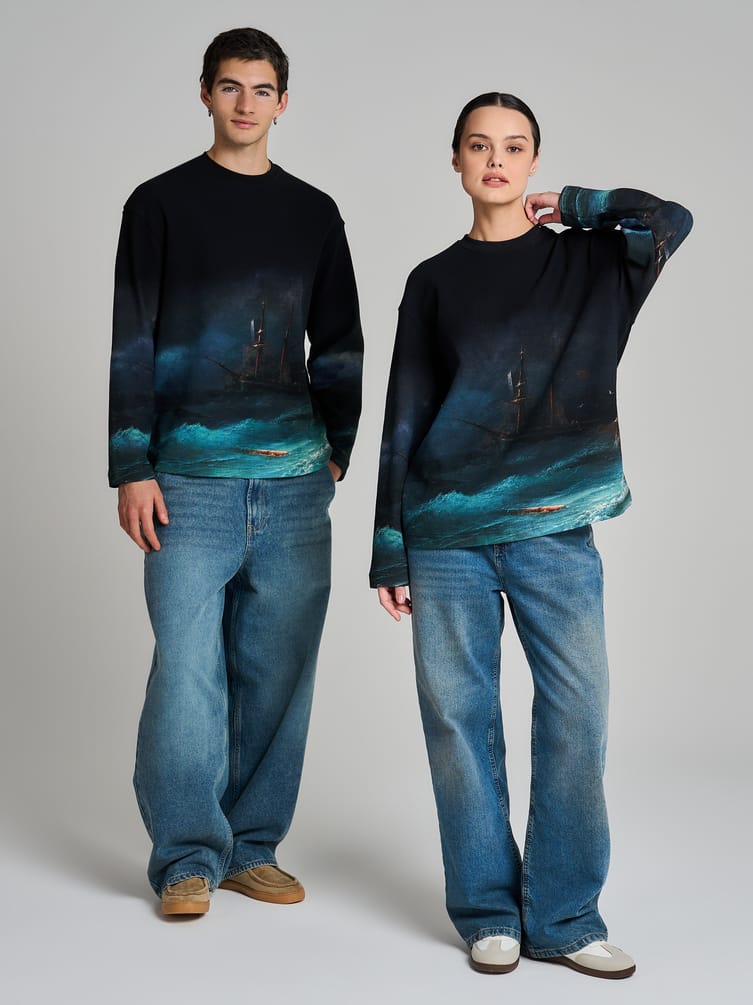 Лонгслив с принтом картин Третьяковской галереи